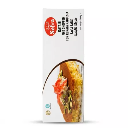 Enhanced Front of Sofra Knaifi Fine Chopped Pastry box 500g