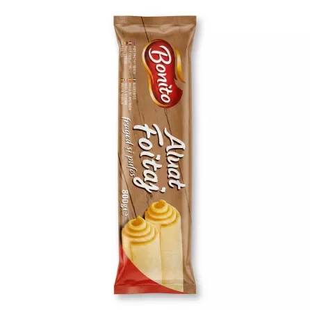 Here is your professional e-commerce product image. **ALT-TEXT**: Bonito Fresh Puff Pastry Dough (Aluat Foitaj), 800g. Standard e-commerce shot of the product packaging on a pure white background with a soft, symmetrical shadow.