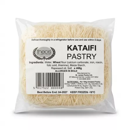 Enhanced Packet of Theos Kataifi Pastry 400g on a countertop