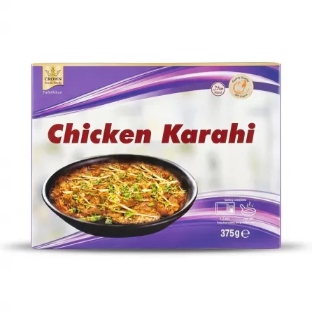 Enhanced Front packaging of Crown Chicken Karahi frozen meal 375g