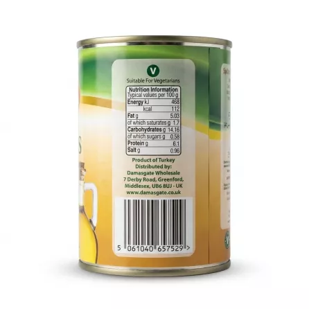 Enhanced Back of Sofra Houmous Dip can showing nutrition and barcode