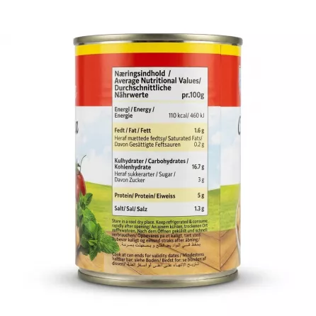 Enhanced Nutritional information on Chtaura Chickpeas tin