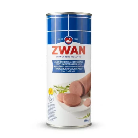 Enhanced Front view of Zwan Chicken Luncheon Meat 850g can