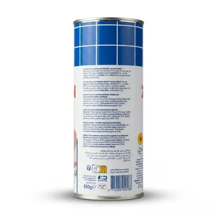 Enhanced Back label with ingredients and product info for Zwan Chicken Luncheon Meat 850g