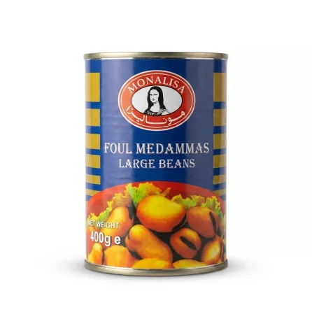 Enhanced Monalisa Foul Medammas Large Beans 400g front of can in hand