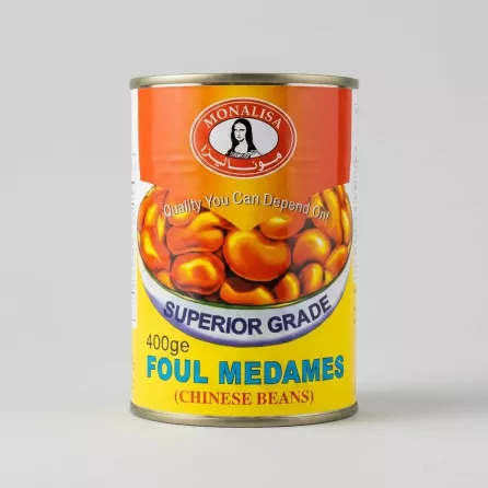 Enhanced Front of Monalisa Foul Medammes Chinese Beans 400g tin