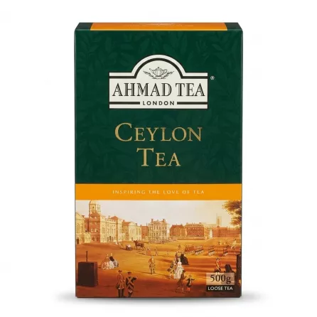 Enhanced Front of Ahmad Tea Ceylon Tea 500g loose leaf box