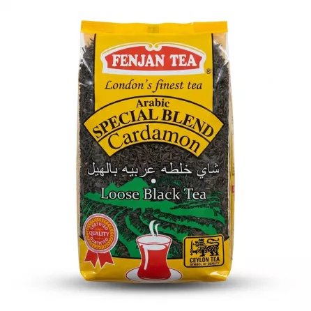 Enhanced Fenjan Tea Arabic Special Blend Cardamom Loose Black Tea front packaging