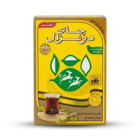 Enhanced Akbar Do Ghazal Tea packaging in Persian script
