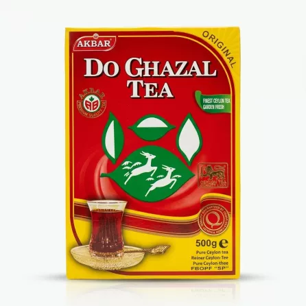 Enhanced Front of Akbar Do Ghazal Pure Ceylon Tea box 500g English