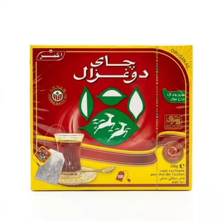 Enhanced Front of Akbar Do Ghazal Tea Bags box Arabic side 200g