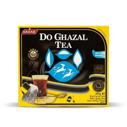 Enhanced Front of Akbar Do Ghazal Earl Grey Tea Bags box English