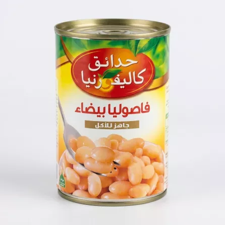 Enhanced Front of California Garden White Beans can in Arabic