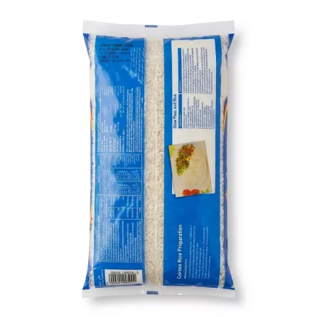 Enhanced Back of Sunwhite Calrose Rice 1kg with preparation instructions