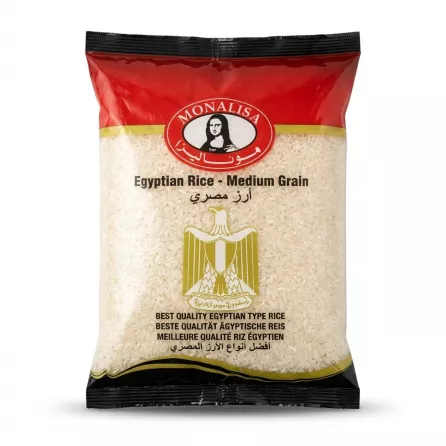 Enhanced Front view of Monalisa Egyptian Medium Grain Rice 2kg bag