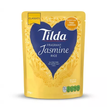 Enhanced Front of Tilda Fragrant Jasmine Rice 250g pouch