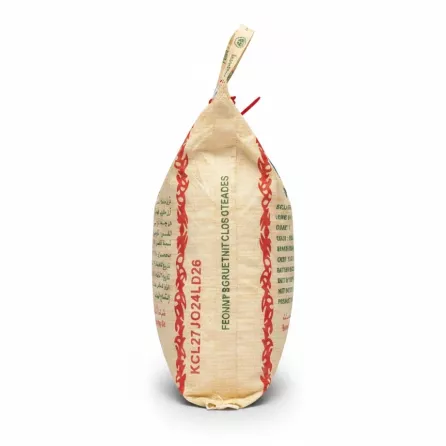 Back of Abu Kass rice bag showing product details and packing information