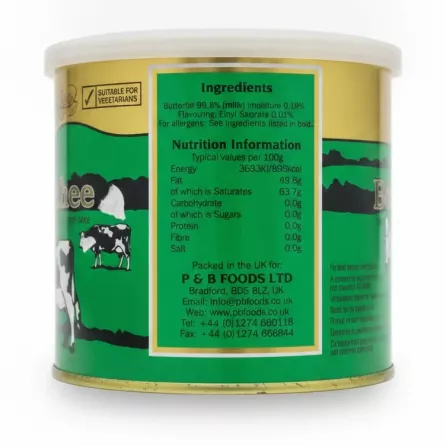 Heera Pure Butter Ghee nutrition and ingredients label
