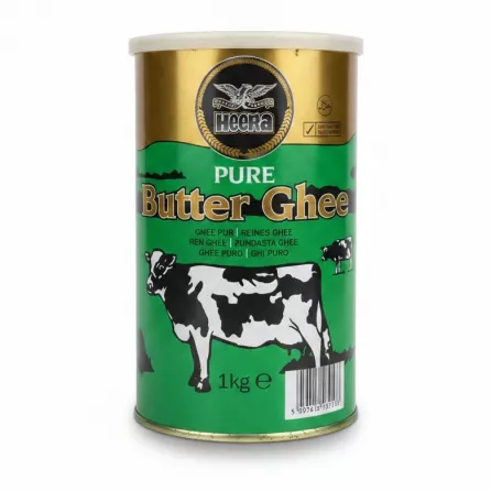 Heera Pure Butter Ghee 1kg tin side view showing packaging design