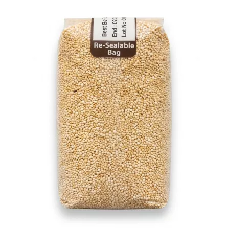 Enhanced Back view of Sofra White Quinoa 500g showing resealable packaging
