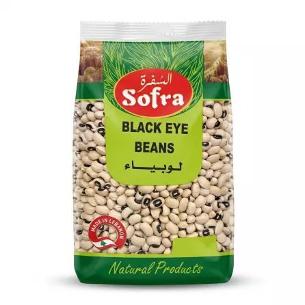 Enhanced Front of Sofra Black Eye Beans 850g pack on supermarket shelf