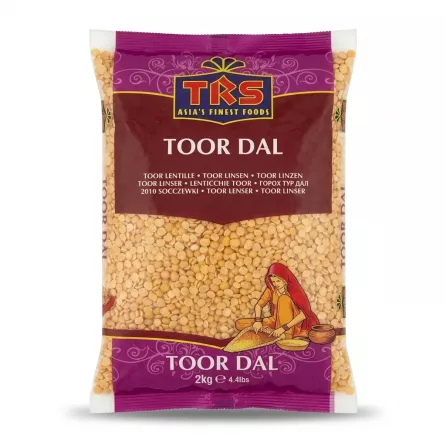 Enhanced Front of TRS Toor Dal 2kg bag on freezer shelf