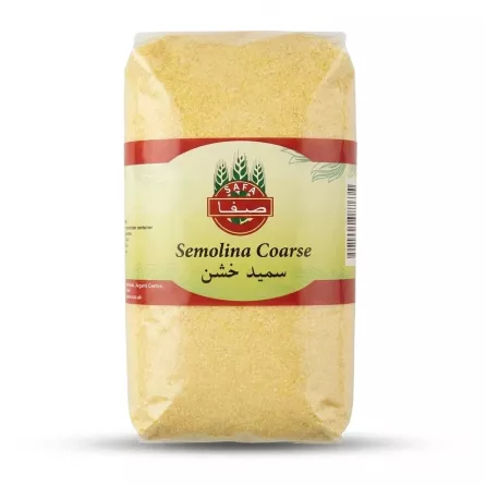 Enhanced Front of Safa Semolina Coarse 800g pack displayed in hand