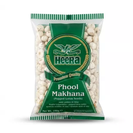 Enhanced Front of Heera Phool Makhana Popped Lotus Seeds packet