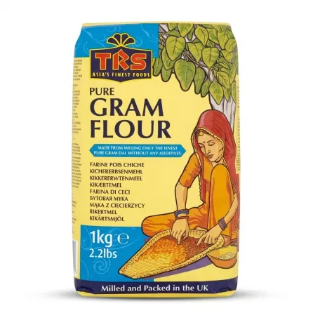 Enhanced Front of TRS Pure Gram Flour 1kg pack with special offer label