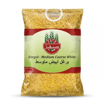 Enhanced Front view of Safa Borgol Medium Coarse White 800g pack