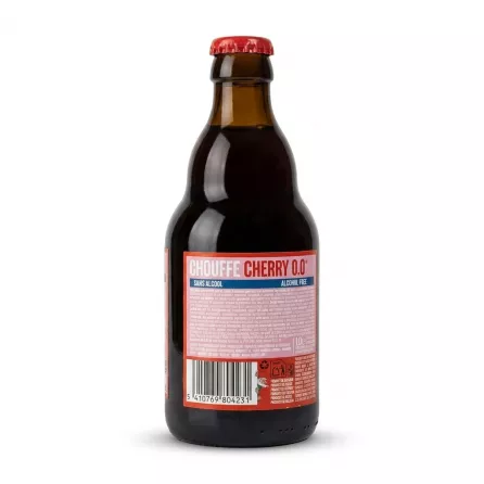 Enhanced Back label with nutritional info of Brasserie Chouffe Cherry 0.0 Alcohol Free Beer