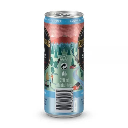 Enhanced Kopparberg Gin & Lemonade 250ml can with barcode and alcohol-free label