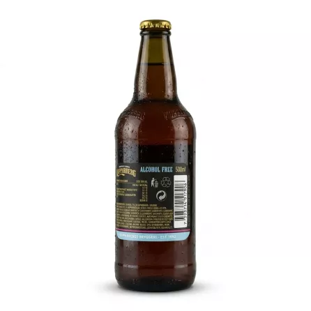 Enhanced Back of Kopparberg Mixed Fruit Alcohol-Free Cider bottle showing ingredients and barcode