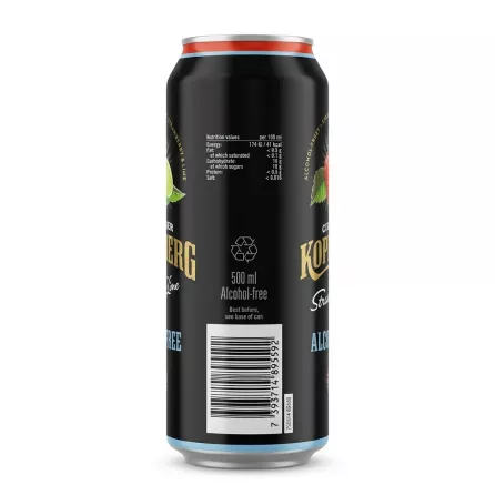 Enhanced Back of Kopparberg Alcohol-Free Cider can showing nutrition facts and barcode