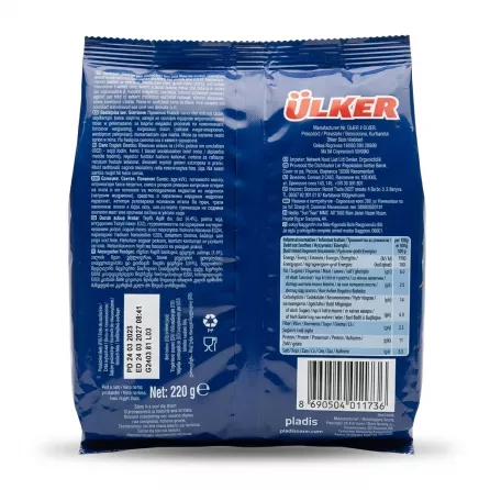 Enhanced Back of Ülker Salted Sticks pack with ingredients and nutritional information