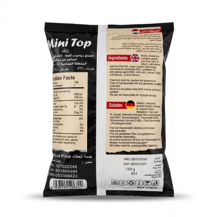 Enhanced Back of Mini Top Corn Snacks displaying ingredients and expiry date