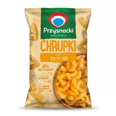 Enhanced Front of Przysnacki Chrupki Cheese Flavour Corn Snacks 130g bag with price