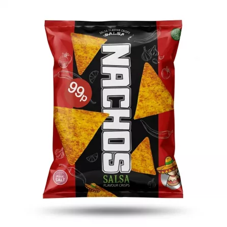 Enhanced Front of Nachos Salsa Flavour Crisps 99p pack with salsa nachos imagery
