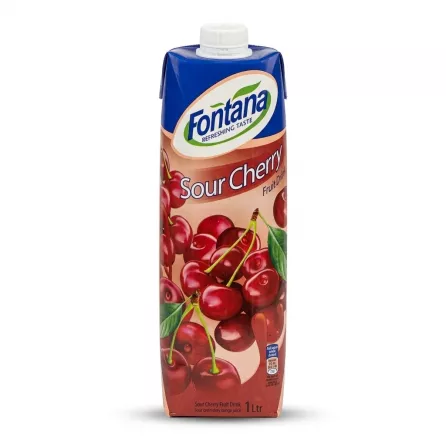 Enhanced Front view of Fontana Sour Cherry Fruit Drink 1L carton