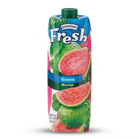 Enhanced Front view of Fresh Premium Guava Nectar 1L carton with price label