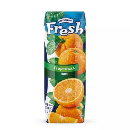 Enhanced Fresh Premium Orange Juice 1L carton with Cyrillic text
