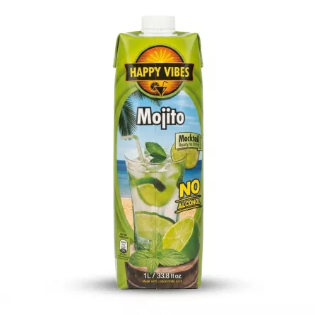 Enhanced Happy Vibes Mojito Mocktail 1L carton front angled view