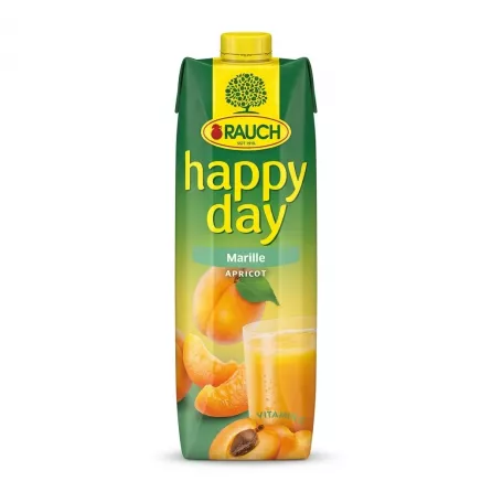 Enhanced Front of Rauch Happy Day Marille Apricot Juice 1L carton in hand