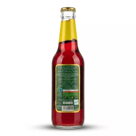 Enhanced Back view of Istak Red Grape Carbonated Drink 320ml showing ingredients and barcode