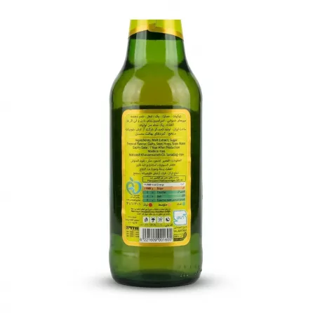 Enhanced Back label of Istak Tropical Fruits Malt Beverage 320ml showing ingredients and nutritional info