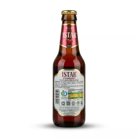 Enhanced Back label with ingredients and nutrition facts of Istak Strawberry Malt Drink