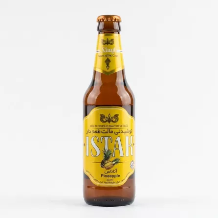 Enhanced Front of Istak Pineapple Non-Alcoholic Malt Beverage 320ml bottle