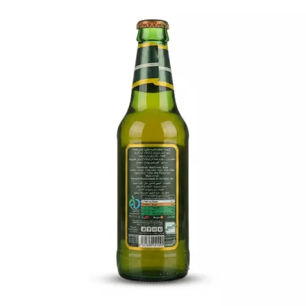 Enhanced Back view of Istak Lemon Non-Alcoholic Malt Beverage 320ml showing ingredients and nutritional info