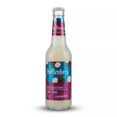 Enhanced Front view of Hoffenberg Mangosteen Juice Drink 330ml in a glass bottle
