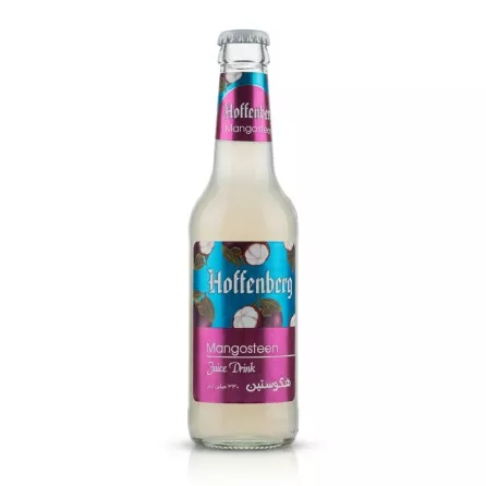 Enhanced Slightly angled close-up of Hoffenberg Mangosteen Juice Drink label